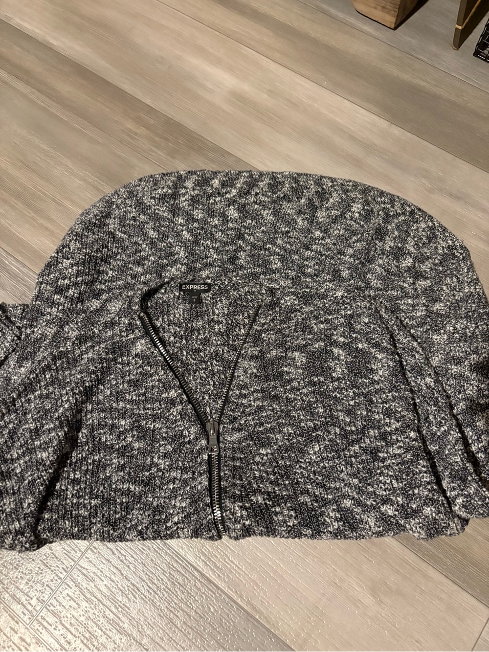 Express Black & White Marled Knit Hoodie